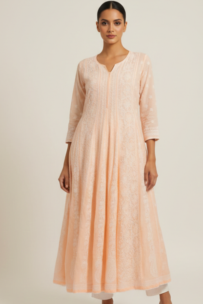 Premium Mal Cotton Handwork Anarkali Kurti
