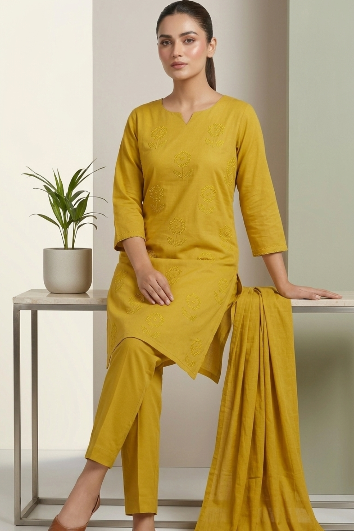 Premium Cotton Embroidery 3 Pcs Set (107417)