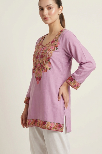 Kashmiri Embroidery Short Kurti With Pocket