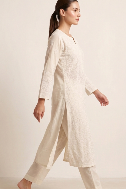 Premium Cotton Ivory handwork Kurti