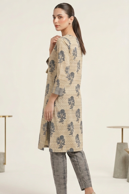 Grey Gold Kurti Plazo Set