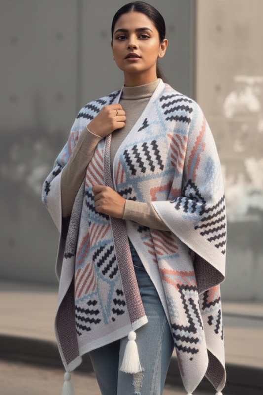 Nordic Pastel Knit Cape