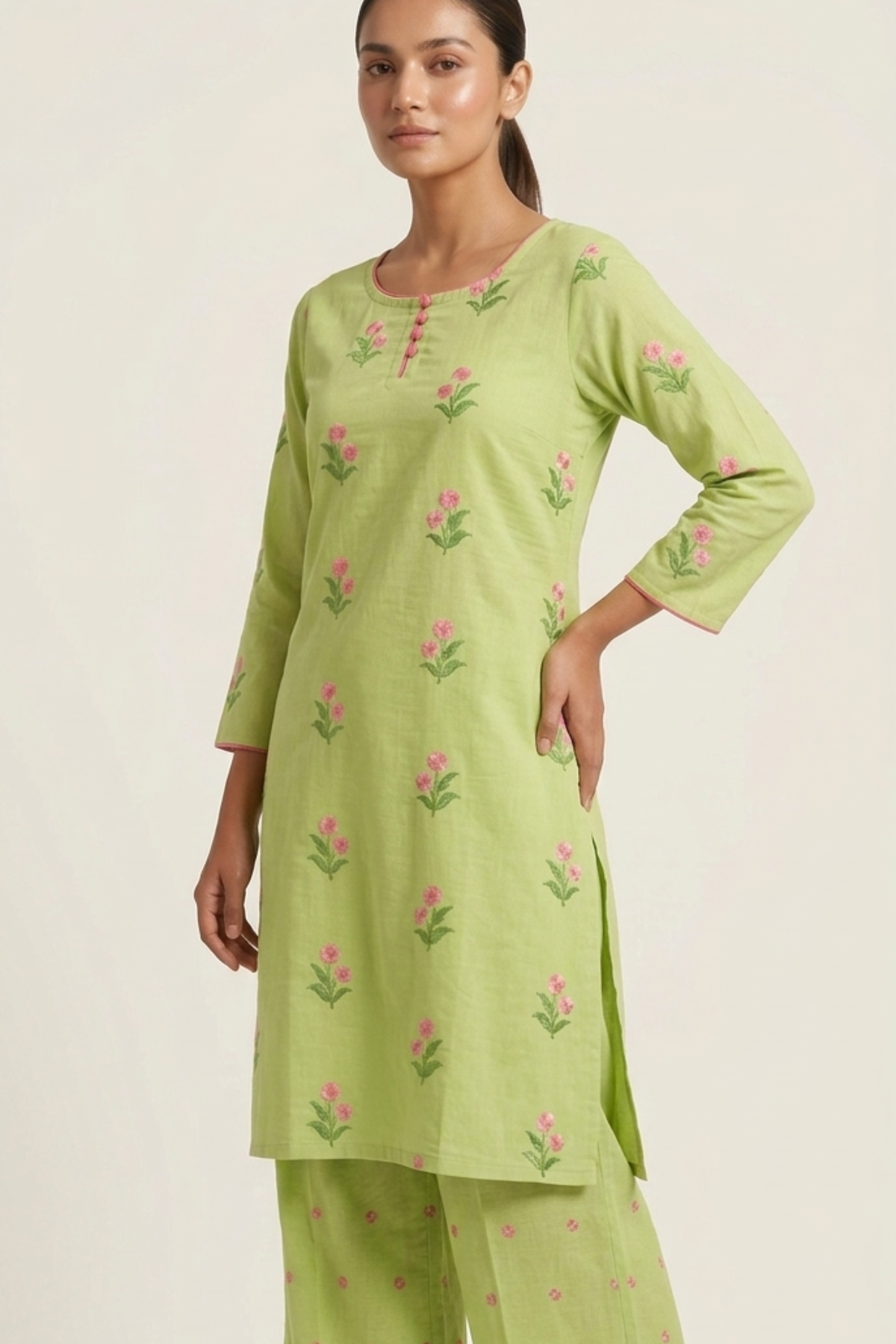 Floral Embroidery Plazo Set