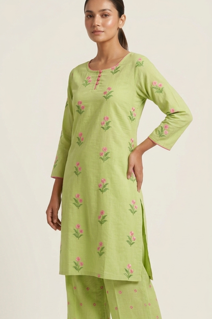 Floral Embroidery Plazo Set