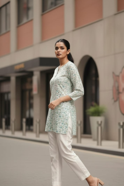 Flower Print Mal Short Kurti