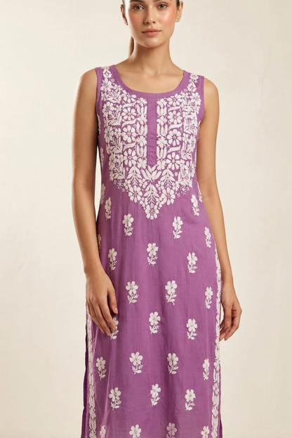 Premium Rayon Sleeveless Handwork Kurti
