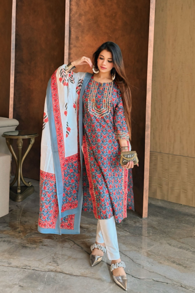 Wildflower Whimsy Kurta Dupatta Plazo Set