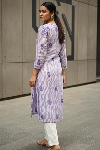 Lehariya Chikan Kurti