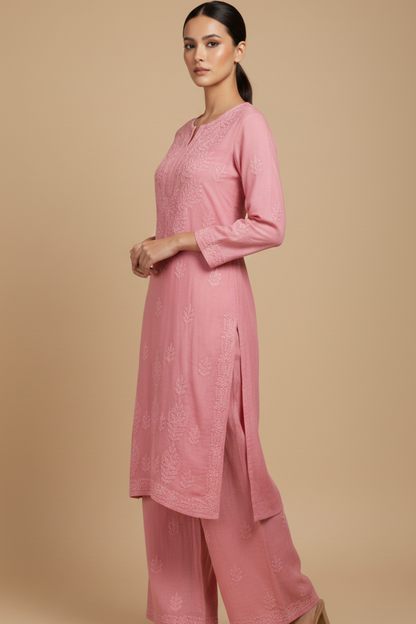 Pure Mal Chanderi Handwork Plazo Set With Inner