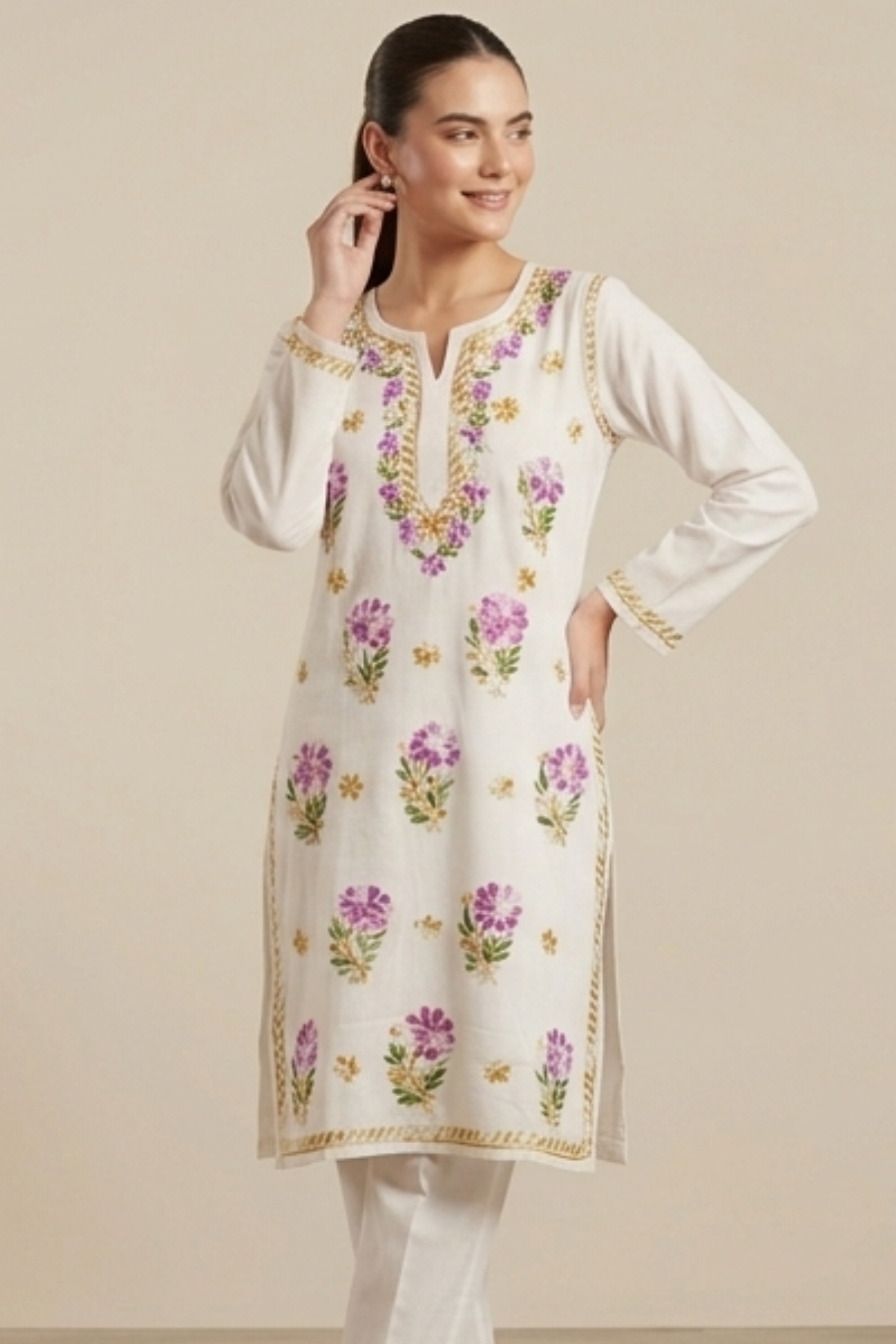 Premium Rayon Multi Thread Handwork Kurti