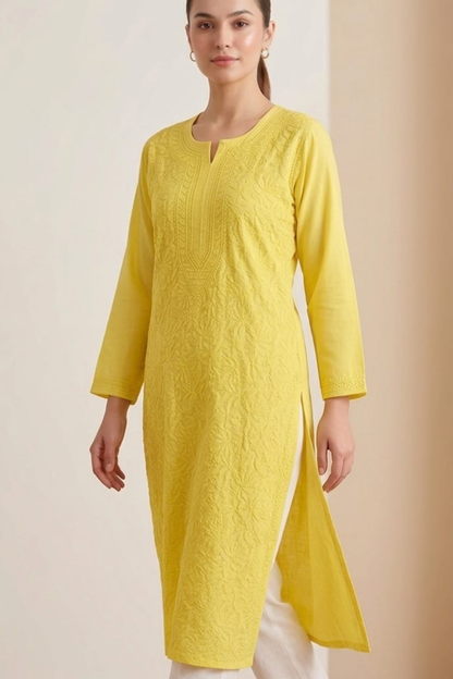 Premium Muslin Jaal Handwork Kurti