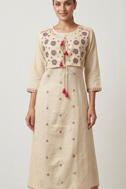 Vest Emb Maxi Dress