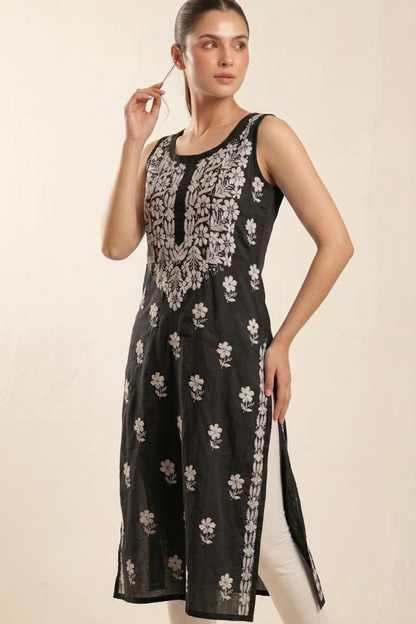 Premium Rayon Sleeveless Handwork Kurti
