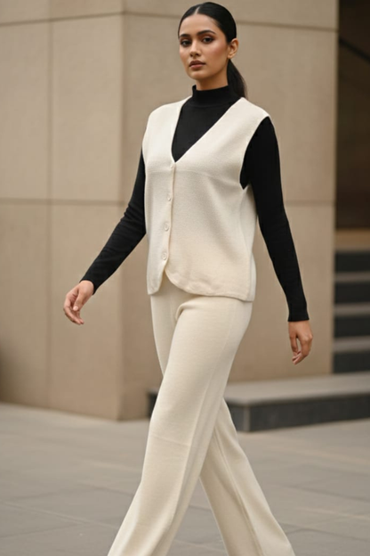 Stretch Knit Waistcoat Co-ord Set | Free Size | Size-Inclusive Fit