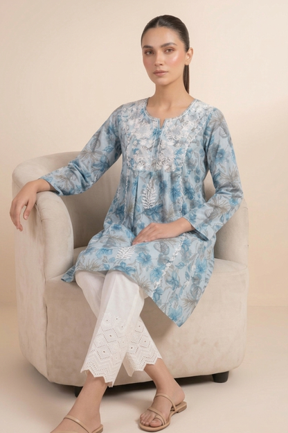 Premium Cotton Print Embroidery Frock