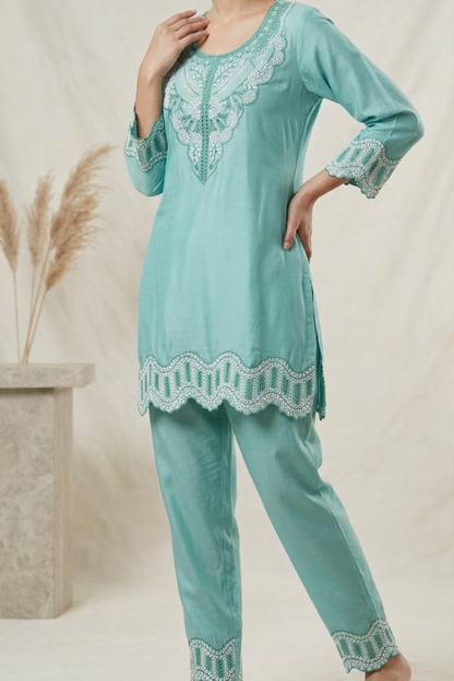 Muslin Embroidery Co-ord Set