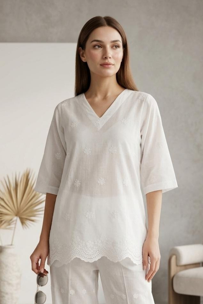 Hakoba V Neck Short Kurti