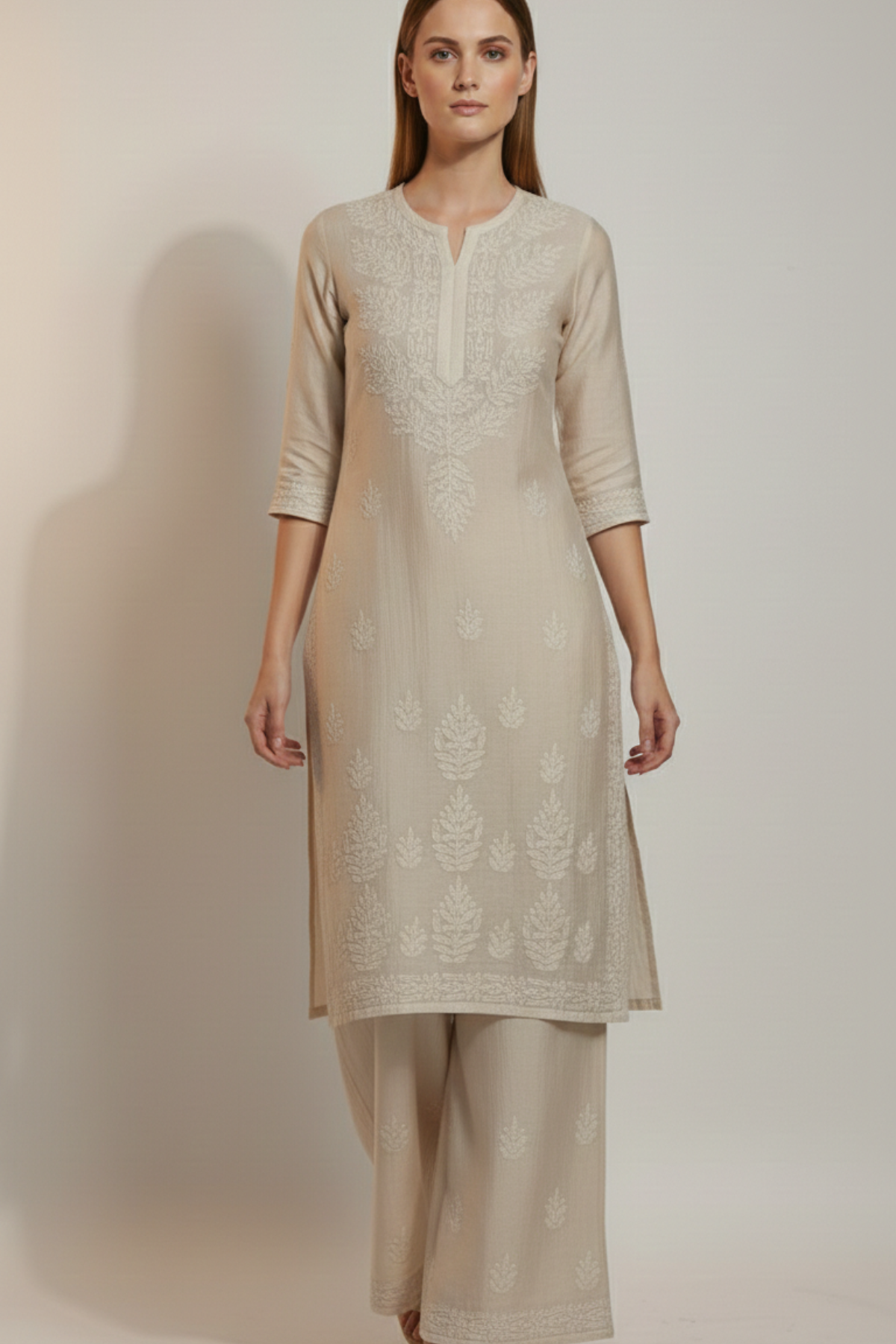 Pure Mal Chanderi Handwork Plazo Set With Inner