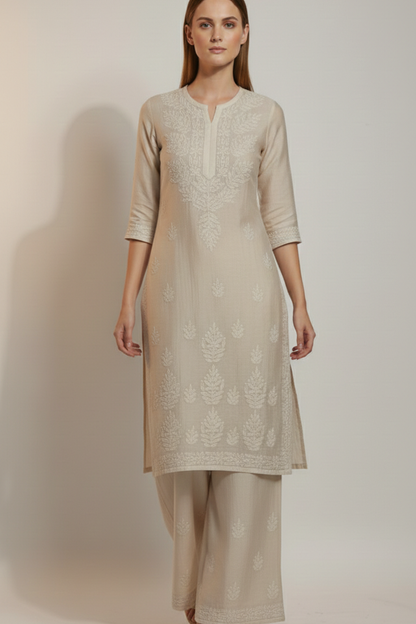 Pure Mal Chanderi Handwork Plazo Set With Inner
