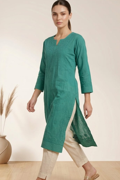 Premium Pure Chanderi Mukesh Handwork Kurti