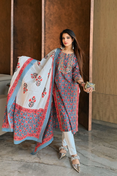 Wildflower Whimsy Kurta Dupatta Plazo Set
