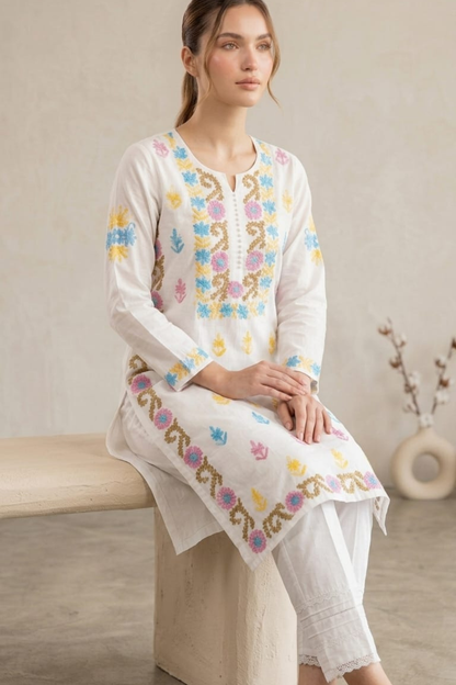 Rayon Multi Thread Kashmiri Work Kurti