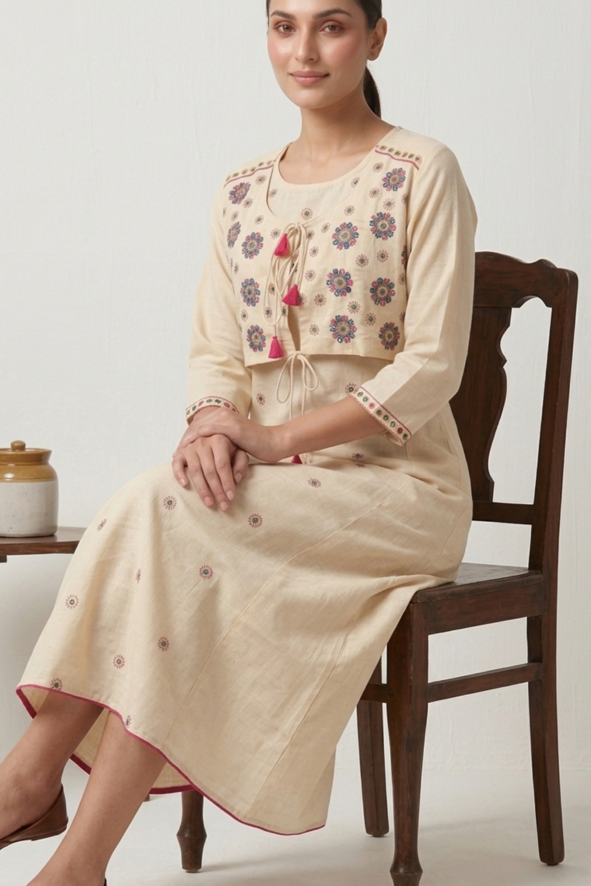 Vest Emb Maxi Dress