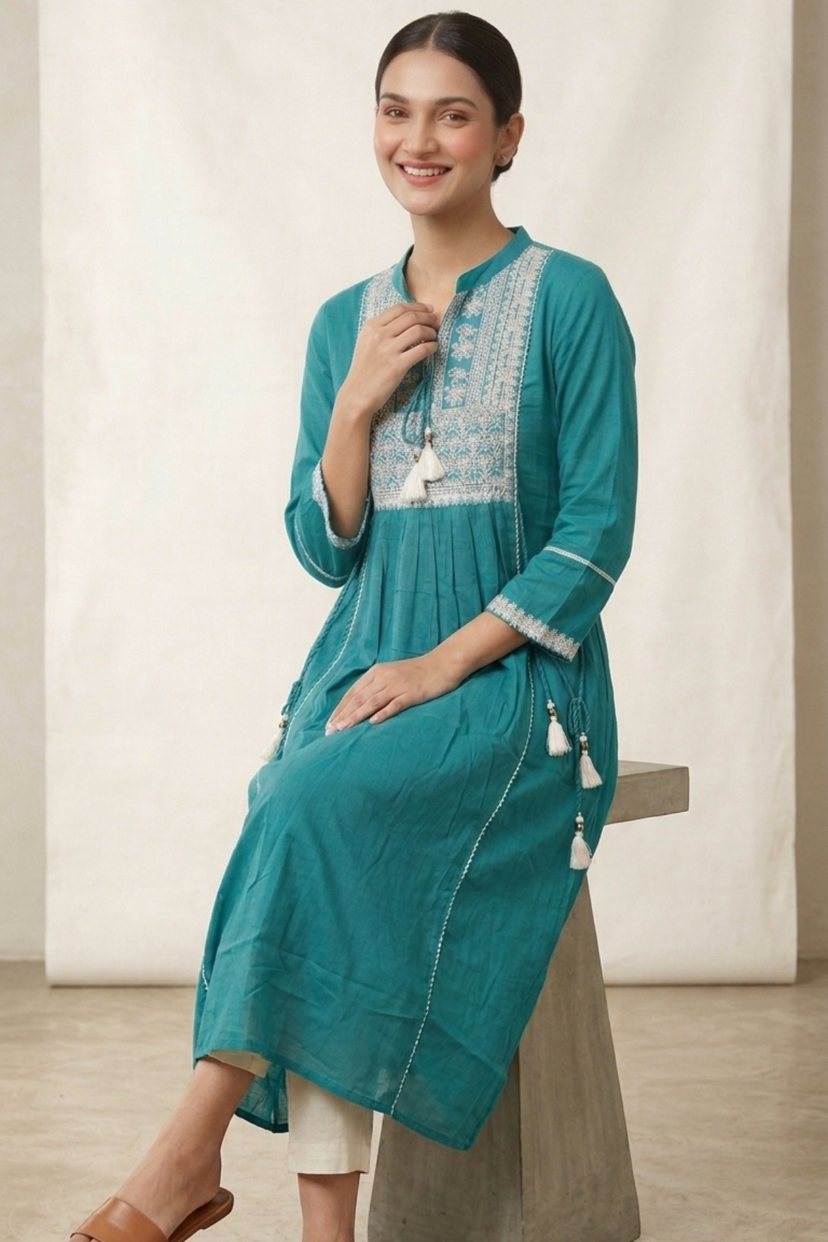 Cotton Front work Kurti