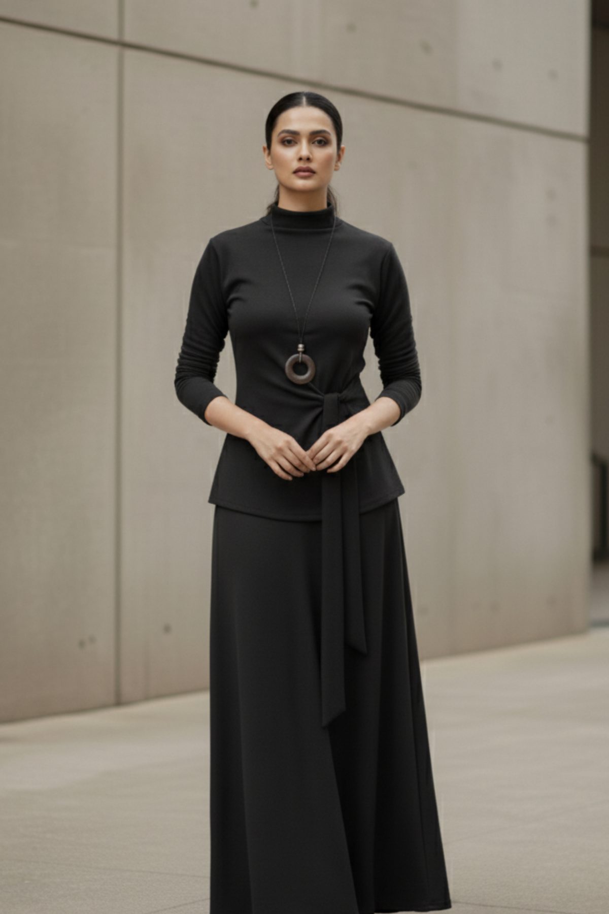 Mocha Drape Skirt Set