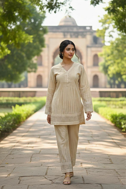 Schiffli Swirls Cord Set