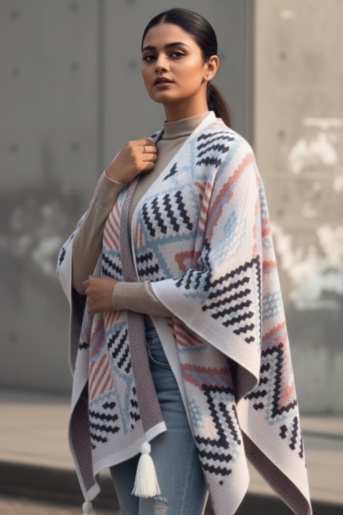 Nordic Pastel Knit Cape