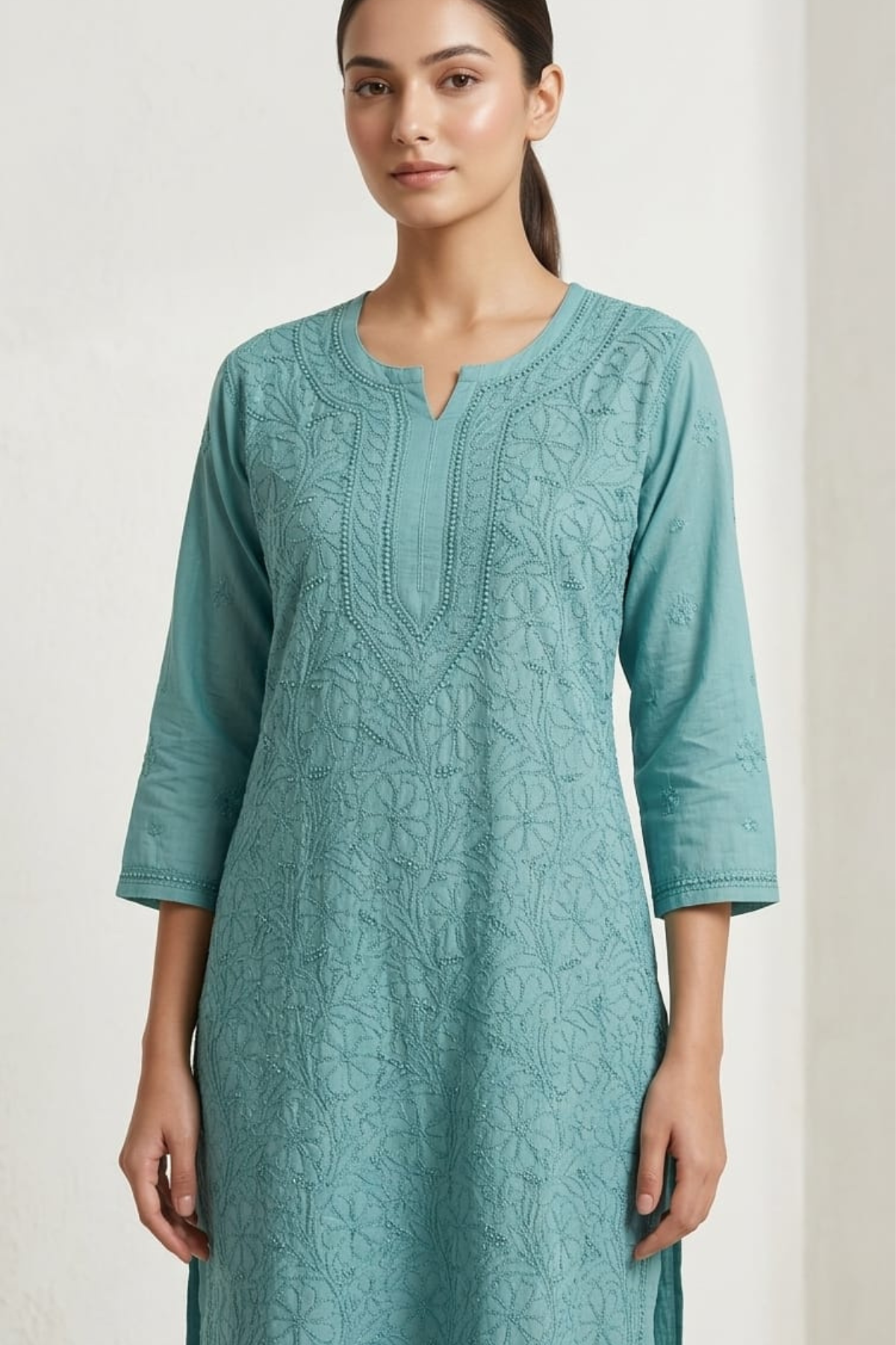 Premium Muslin Jaal Handwork Kurti