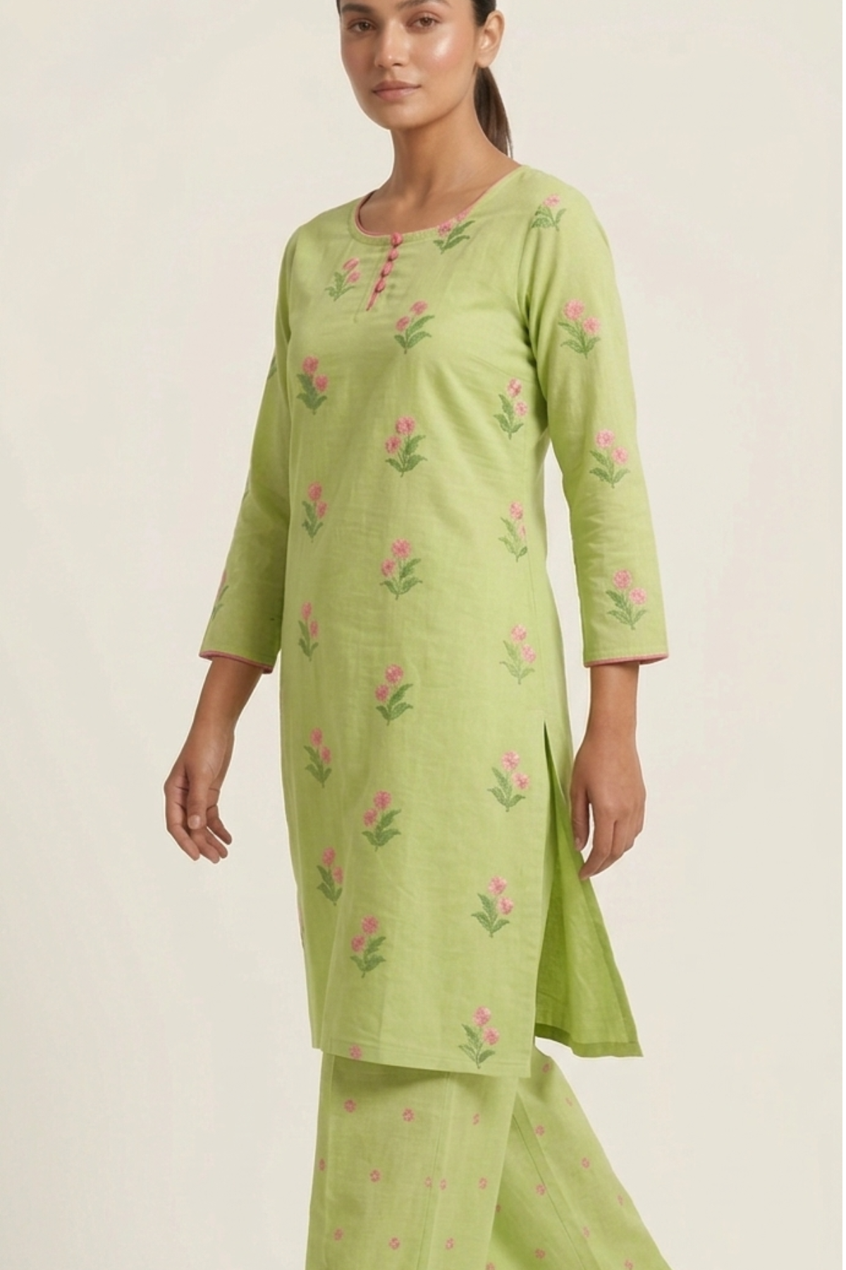 Floral Embroidery Plazo Set