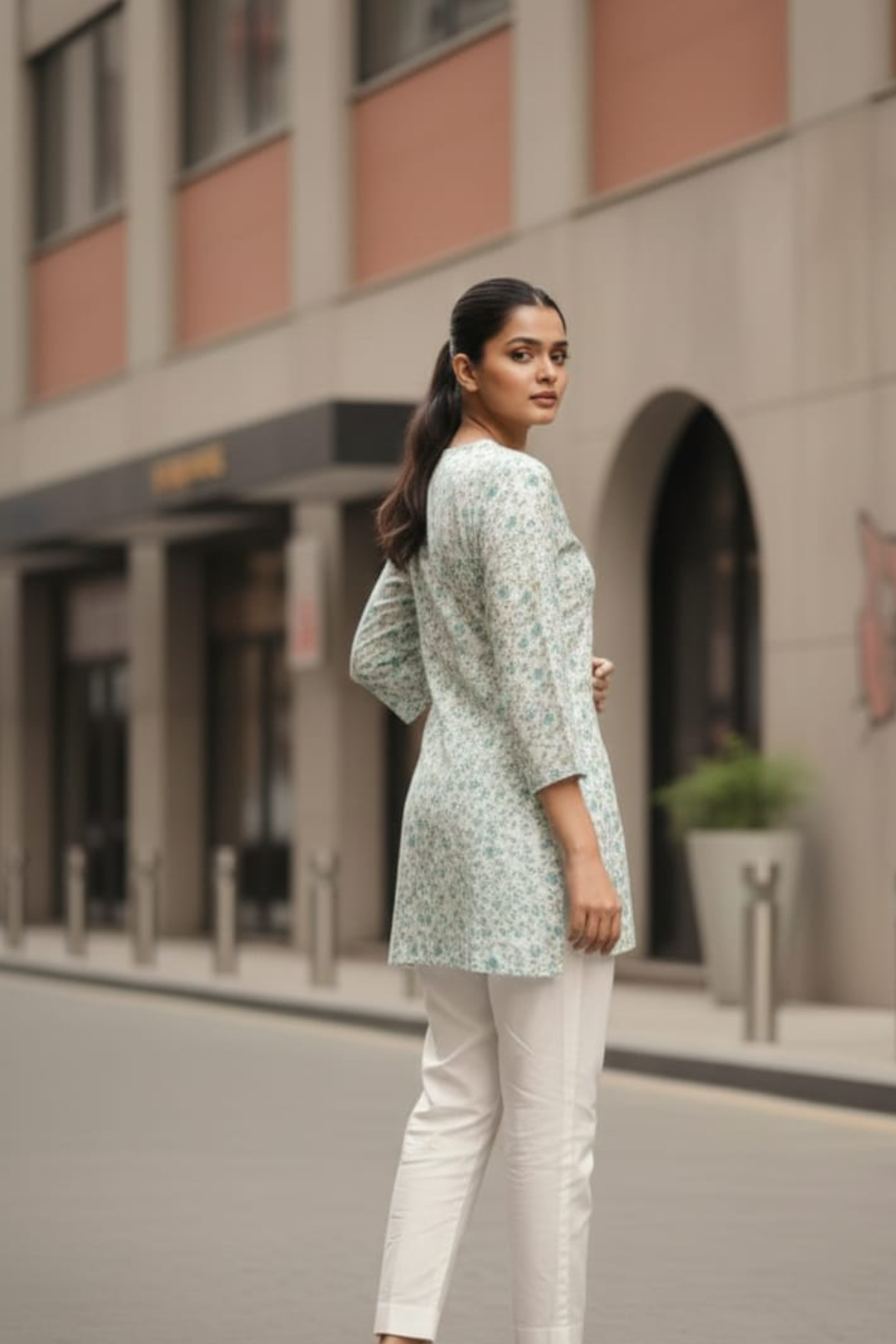 Flower Print Mal Short Kurti