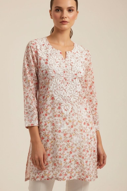 Flower Print Mal Short Kurti
