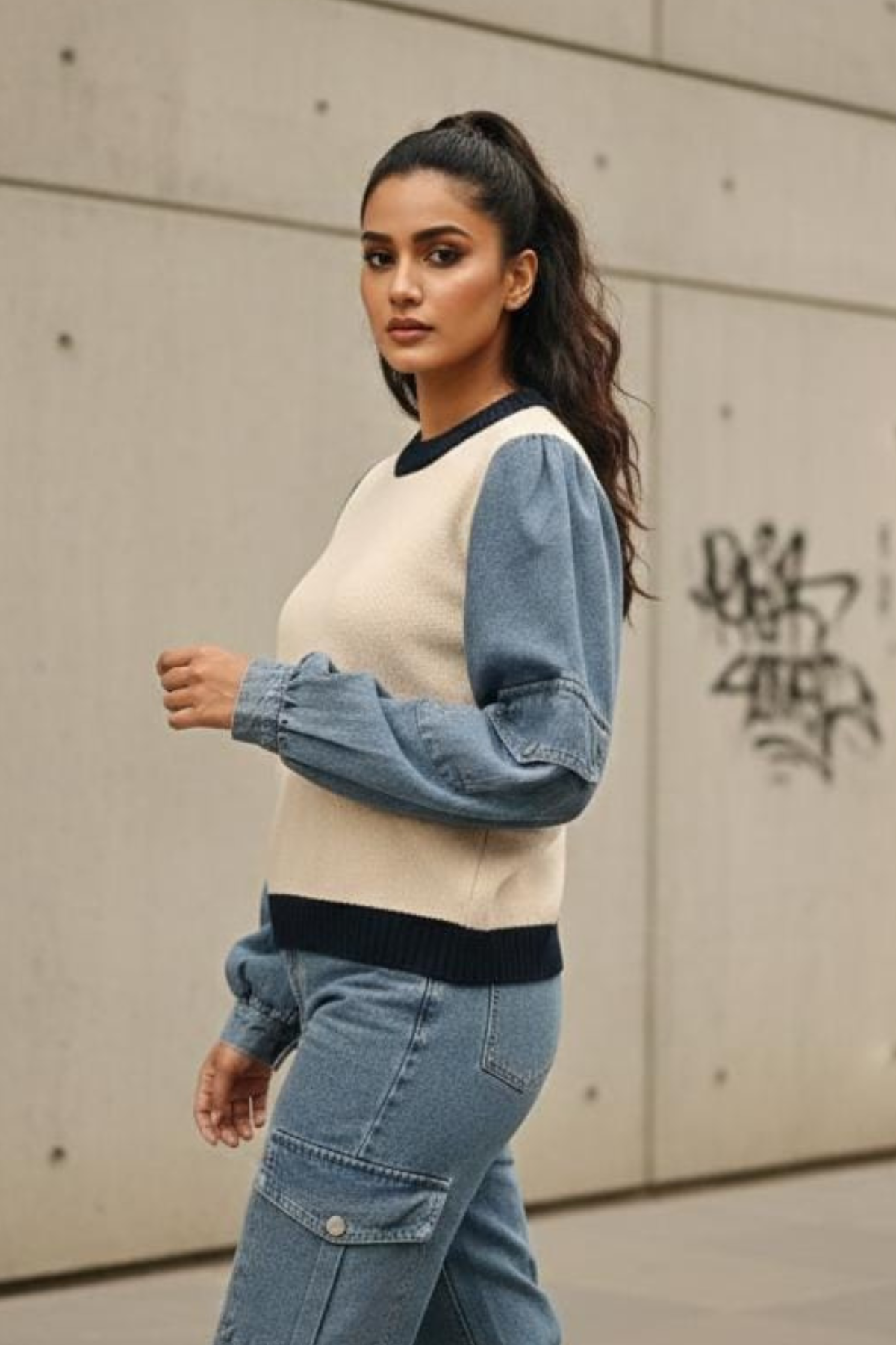 Denim Knit Sweater