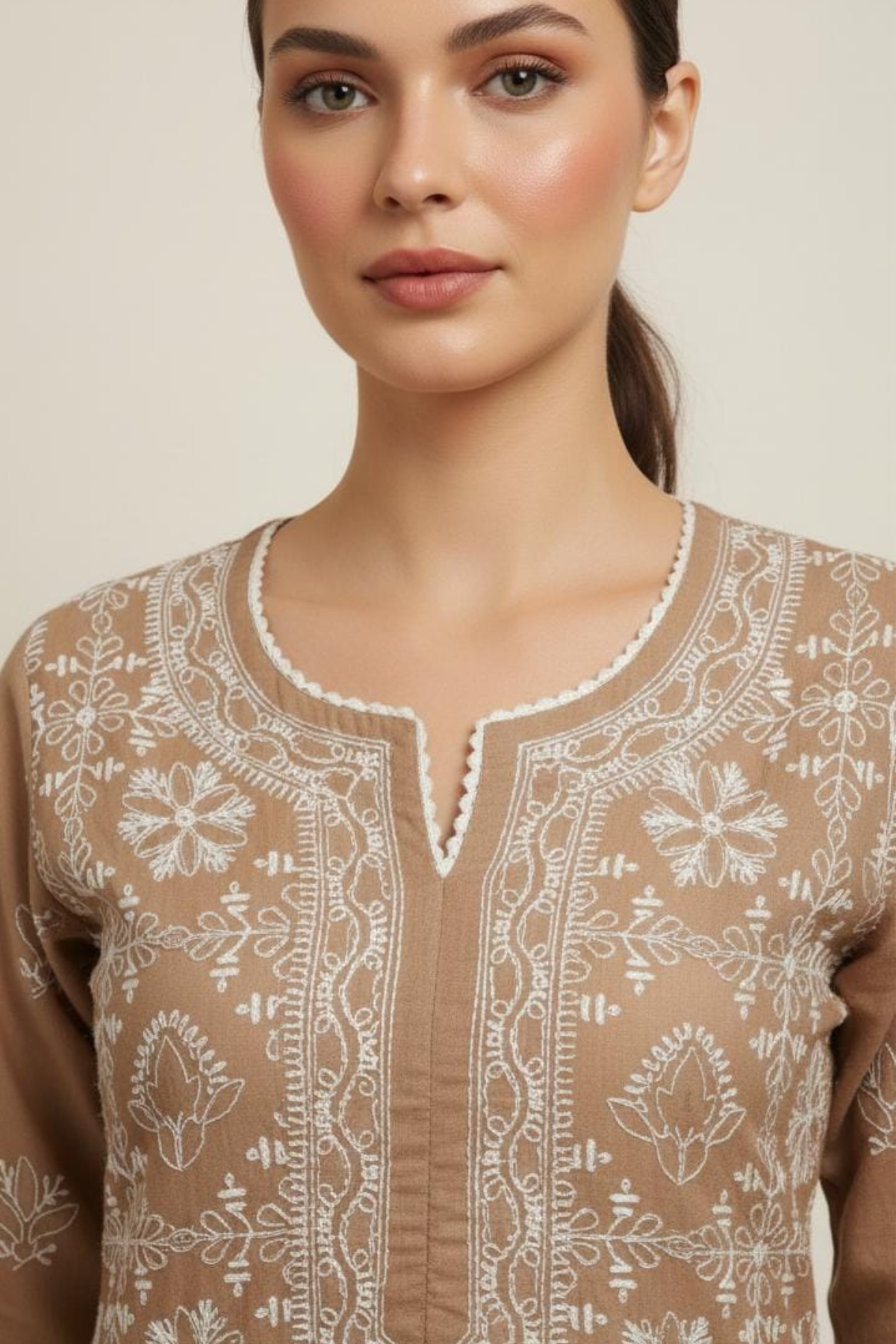 Premium Malmal Jaal Net Handwork Kurti