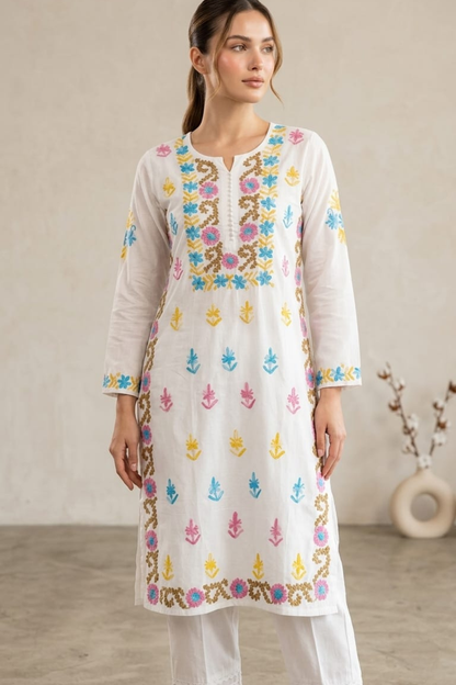 Rayon Multi Thread Kashmiri Work Kurti