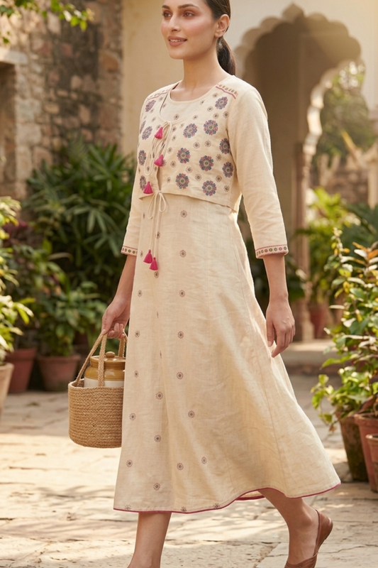 Premium Embroidery Lon Kurti With Jacket