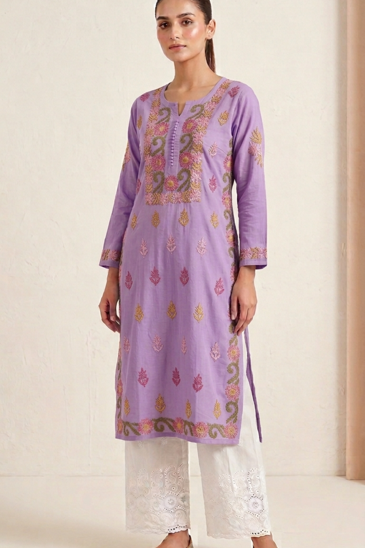 Rayon Multi Thread Kashmiri Work Kurti