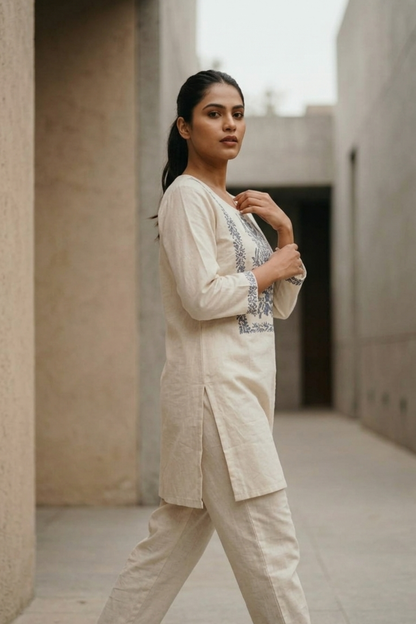 Flex Cotton Embroidery Short Kurti