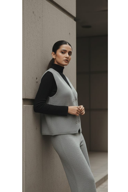 Stretch Knit Waistcoat Co-ord Set | Free Size | Size-Inclusive Fit