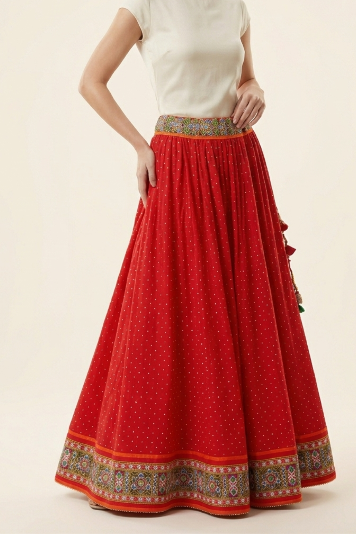 Mirror Work Cotton Skirt