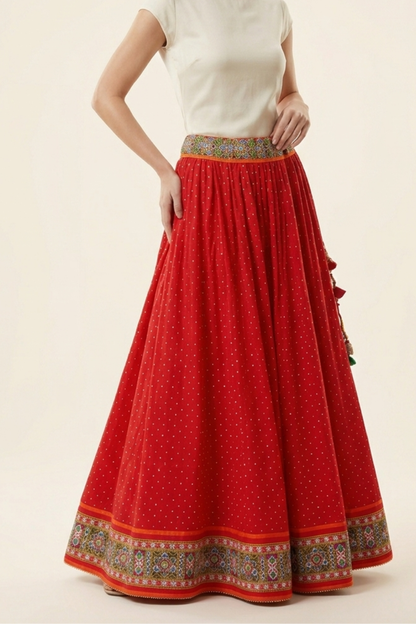 Mirror Work Cotton Skirt