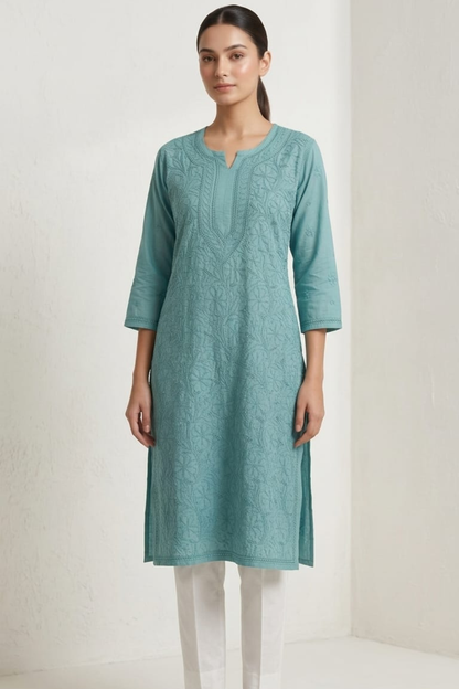 Premium Muslin Jaal Handwork Kurti