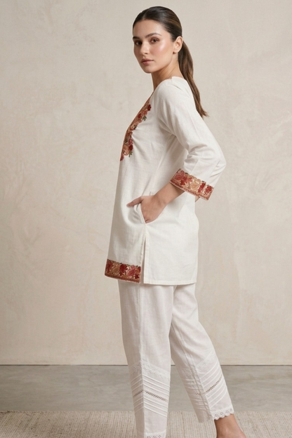 Kashmiri Embroidery Short Kurti With Pocket