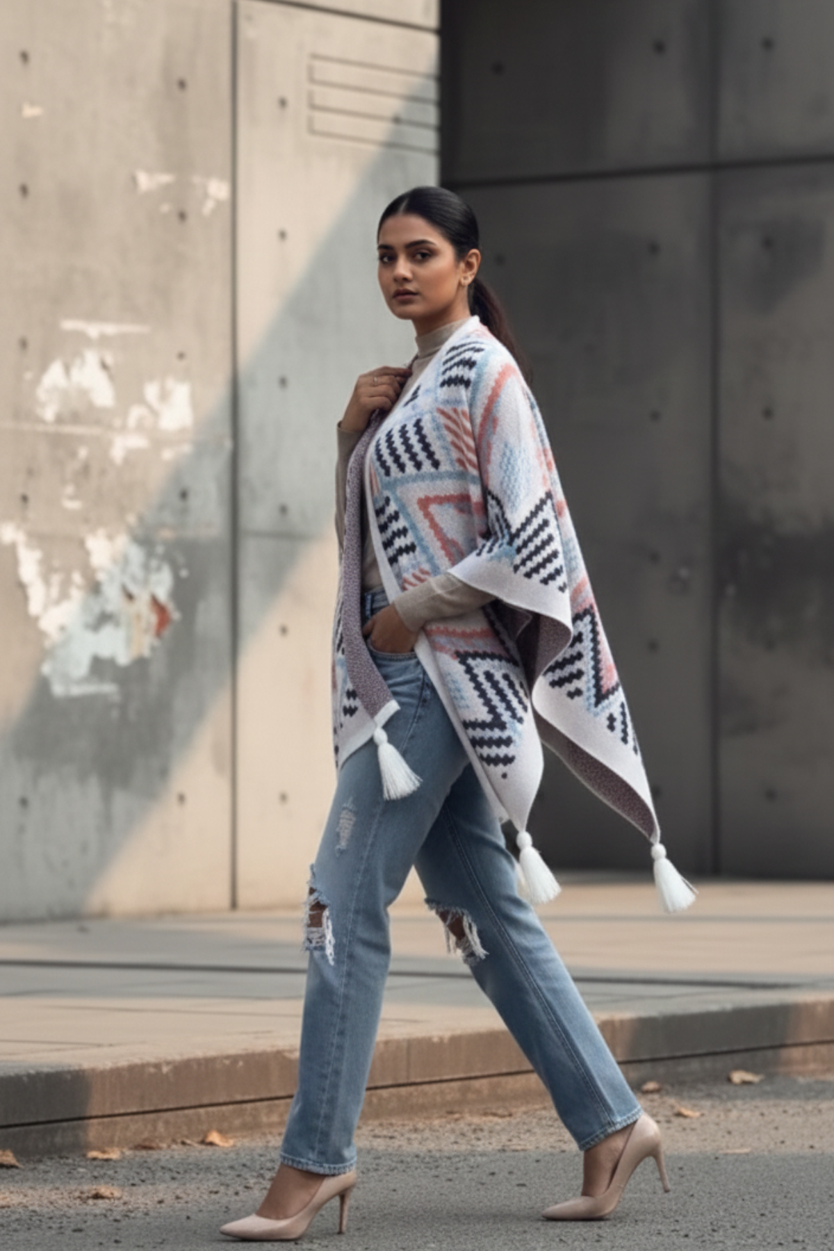 Nordic Pastel Knit Cape