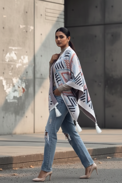 Nordic Pastel Knit Cape