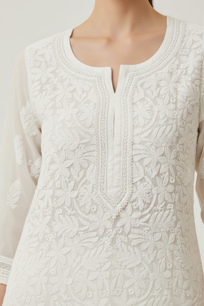 Premium Georgette Full Jaal Handwork Kurti
