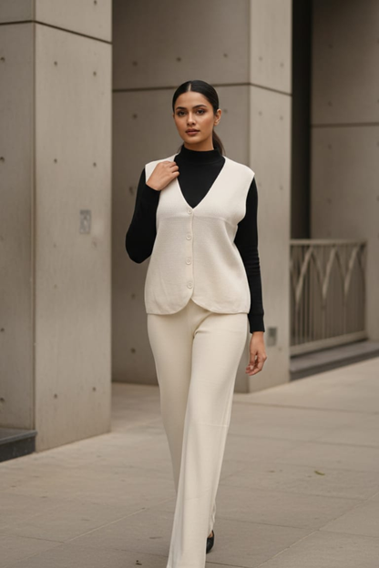 Stretch Knit Waistcoat Co-ord Set | Free Size | Size-Inclusive Fit